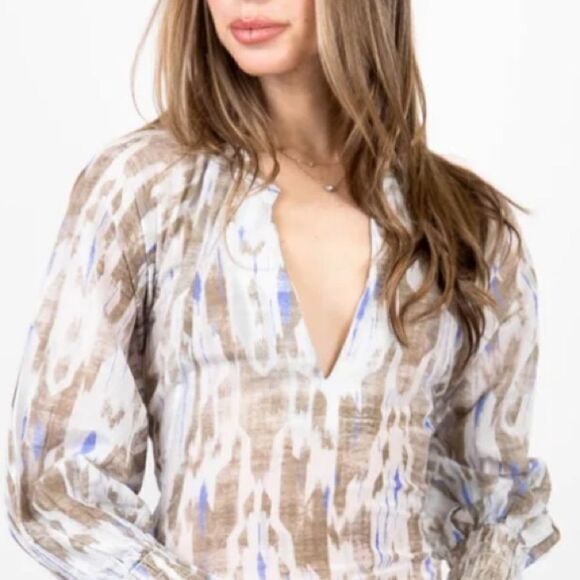 Elegant Blue and Brown Maxi Dress - Picture 3 of 13